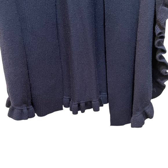 Muche et Muchette Ruffled Open cardigan Sweater Navy Blue One Size - Picture 2 of 7